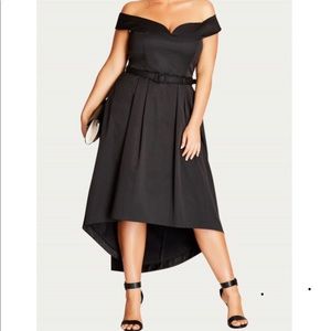 Black high low off the shoulder dress. NWT